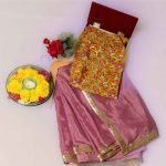 Lavender Grace – Chinon Saree with Lace Border