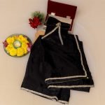 Midnight Charm – Black Chinon Saree with Lace Detailing