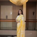 Sunshine Swirl – Yellow Shibori Chinon Saree