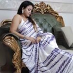 Violet Waves – Shibori Chinon Saree with Subtle Detailing